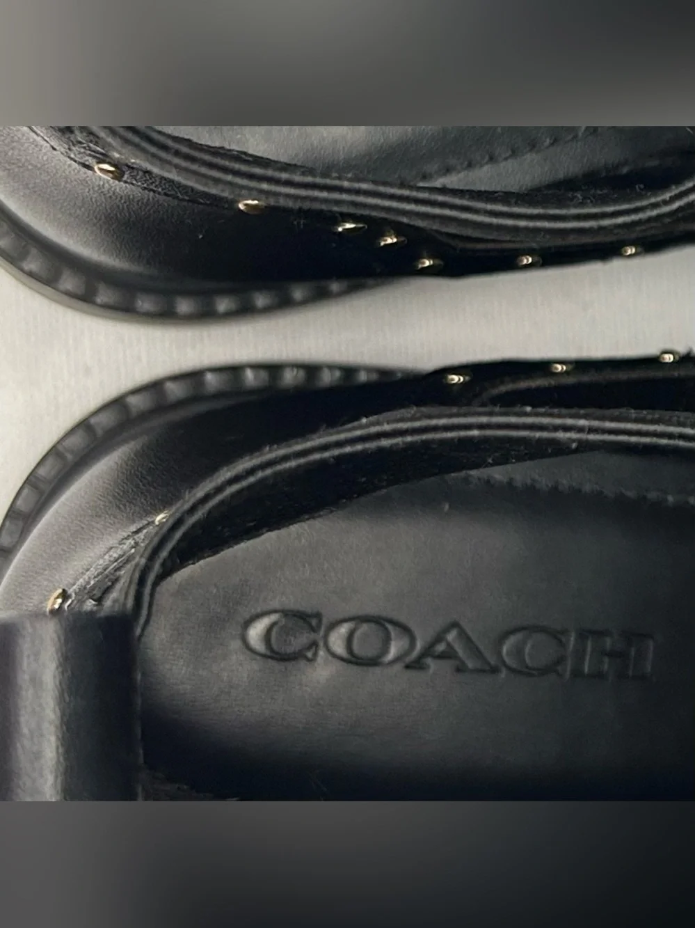 Coach Boots Womens 8 Black Leather Chelsea Studded Ankle Bootie Lory 38.5 Pull